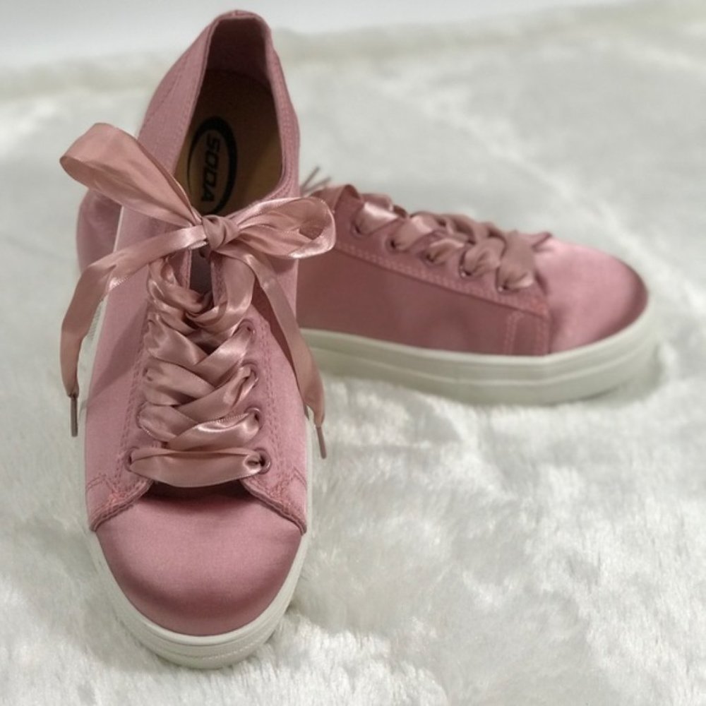 Pink Satin Sneakers By Soda